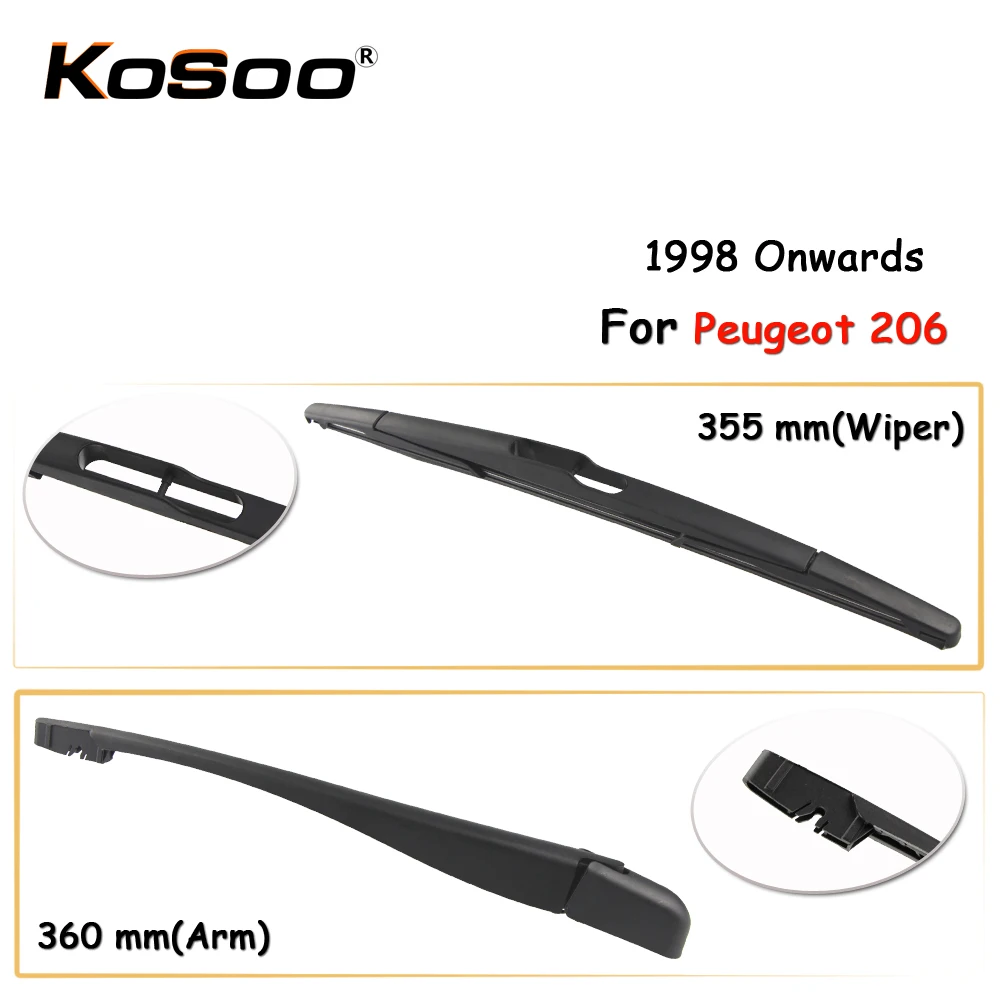 

KOSOO Auto Rear Car Wiper Blade For Peugeot 206,355mm 1998 Onwards Rear Window Windshield Wiper Blades Arm,Car Accessories