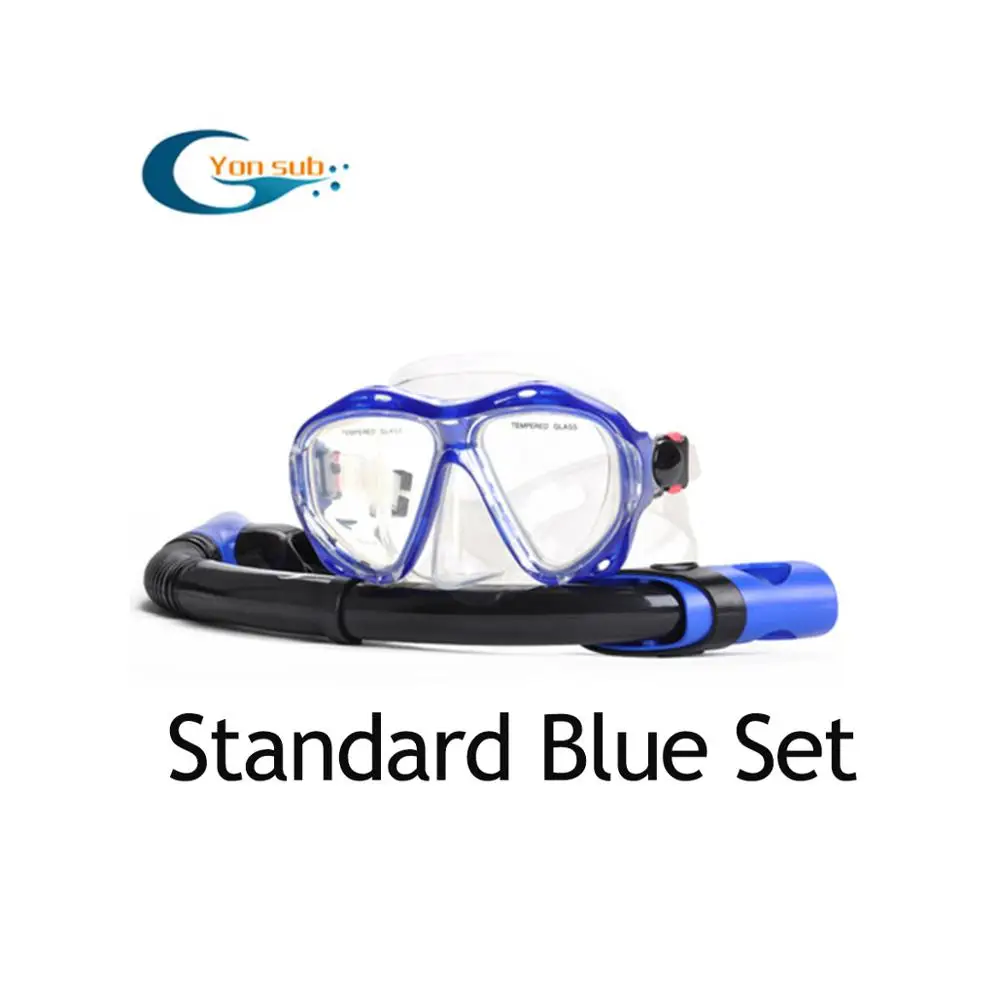 Standard Blue Set YONSUB близорукость закаленное погружение оптические линзы маска дайвинг маска трубка набор подводный анти туман и трубка Дайвинг оборудование - Цвет: Standard Blue Set