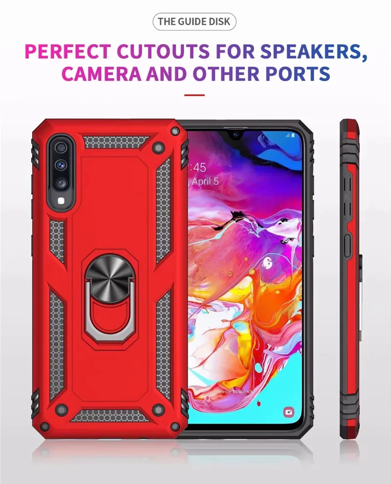 Чехол для Samsung Galaxy A50 A70 роскошный защитный чехол с магнитным кольцом Прочный A10 A20
