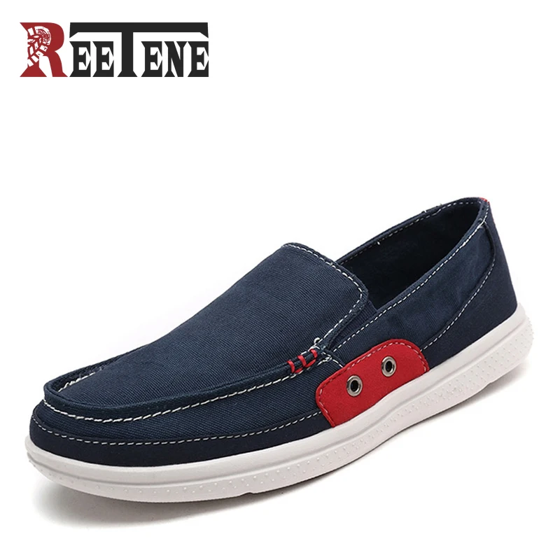 Reetene Большие размеры 47 48 Мужская парусиновая обувь дышащая легкая Slip-On