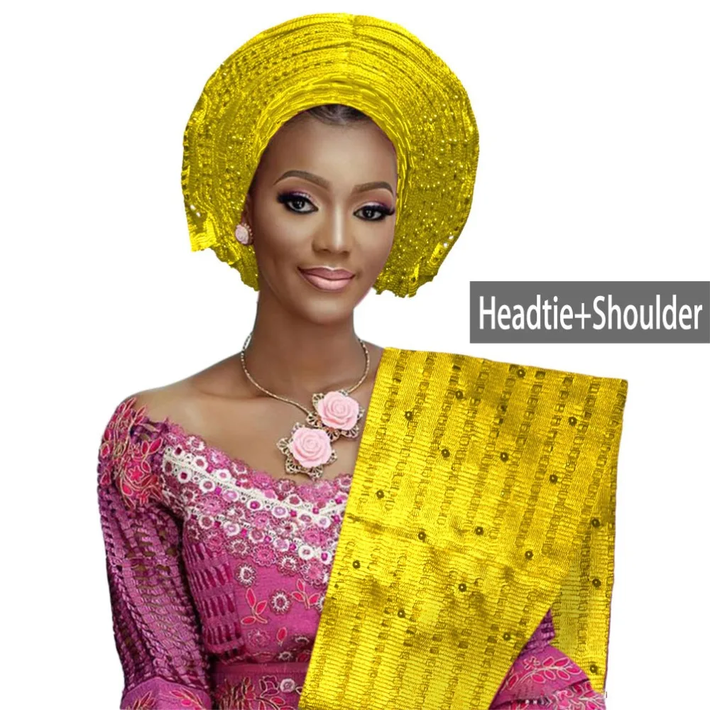 Красивый головной убор в нигерийском стиле для женщин aso oke с бисером Африканский
