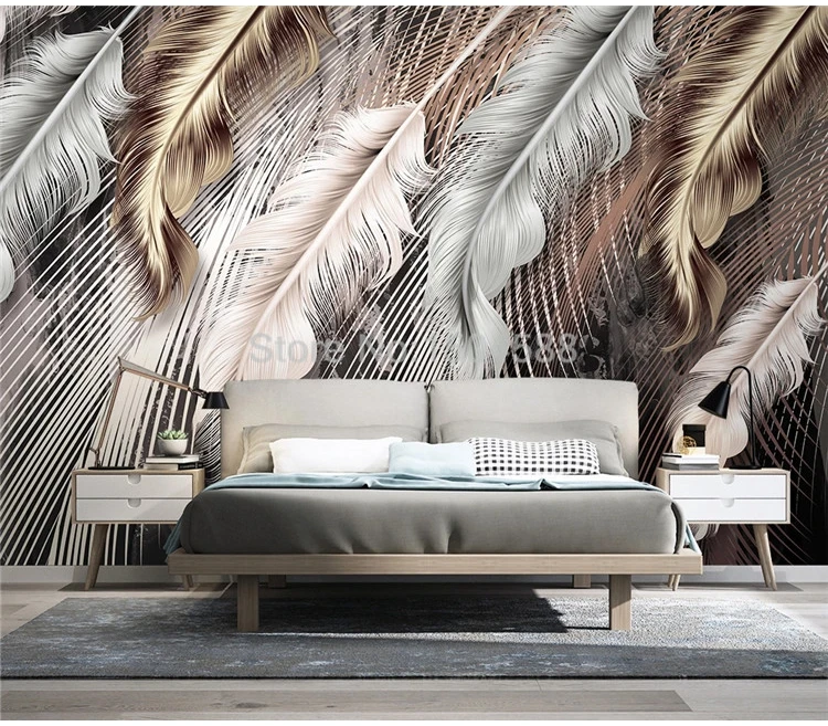 Custom Photo Wallpaper Modern 3D Luxury Feather Line Mural Living Room Restaurant Background Wall Paper For Walls 3 D Home Decor