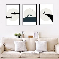 elk animal landscape art canvas wall painting nursery decorative picture nordic style kids decoration prints for living room