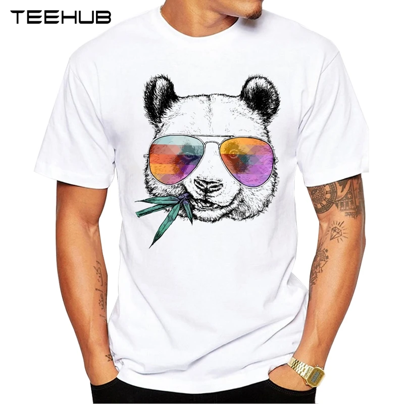 2019 мужская модная крутая футболка TEEHUB с принтом панды и солнцезащитных очков