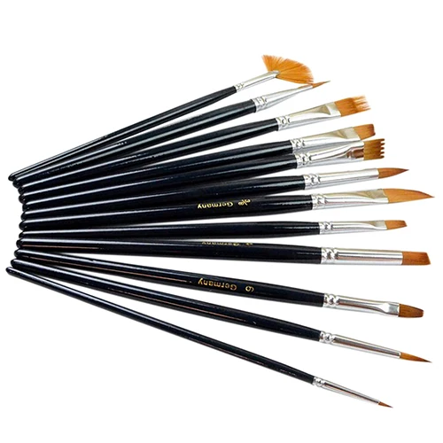 12 шт. черный профессиональный нейлоновый набор кистей для волос художника