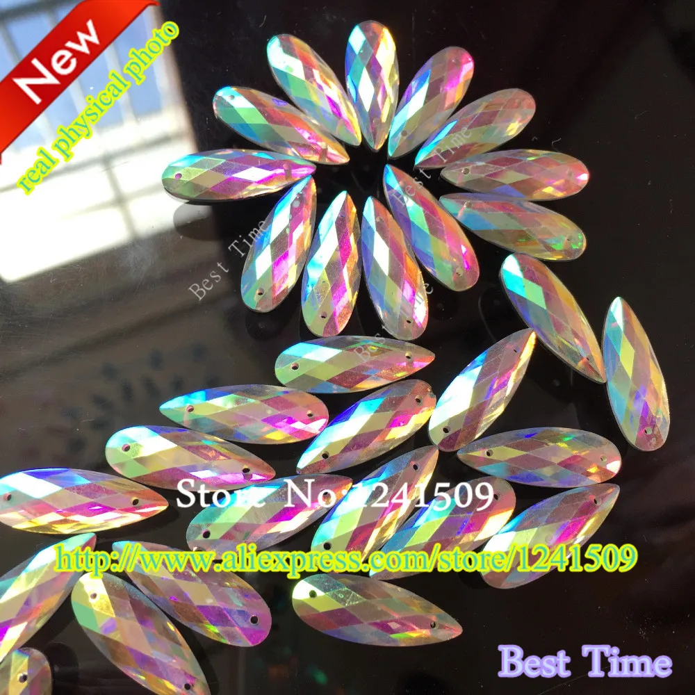 Блестящие прозрачные камни из смолы 2 отверстия белый цвет 8x22 м 200 шт. Пришивные