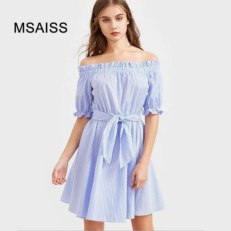 Msaiss 2017 Для женщин летние шифоновое платье Мода Slash Средства ухода за кожей Шеи