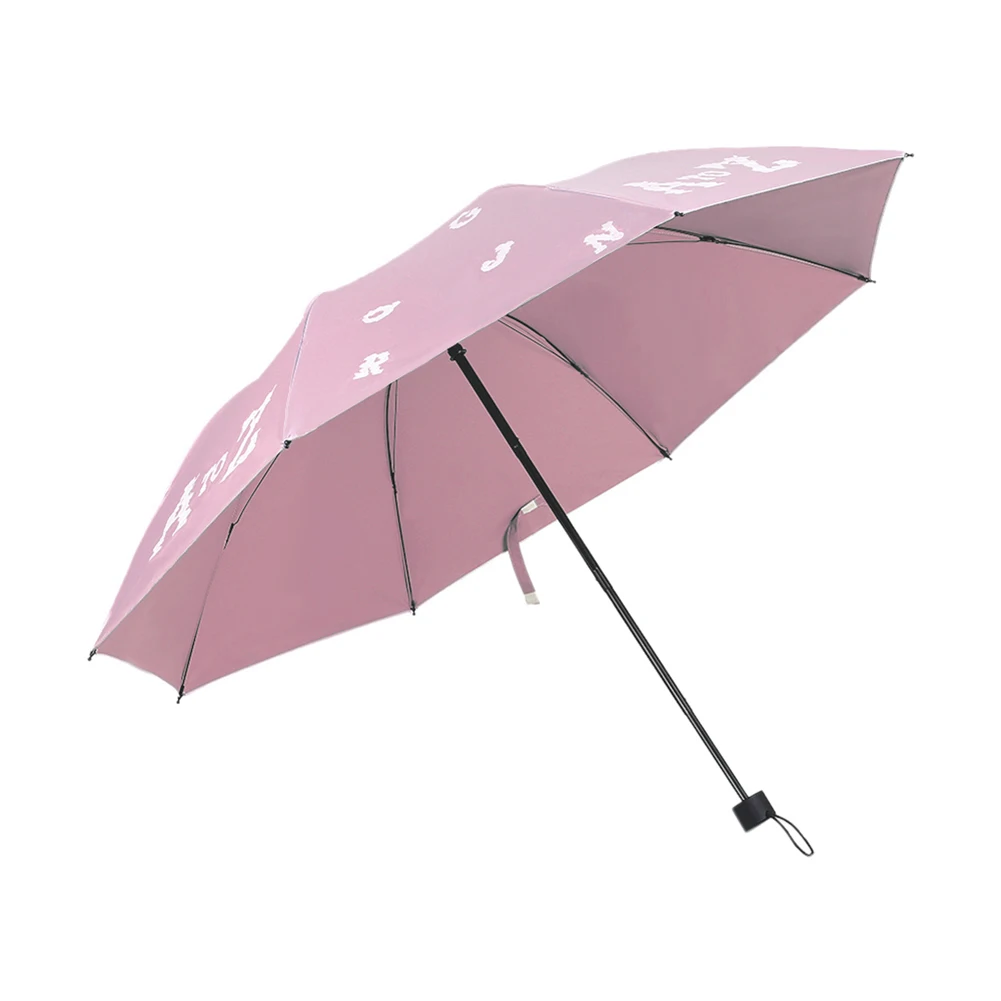 Water Color Changing Triple Folding Umbrella English Letter Rain Sun Parasol New