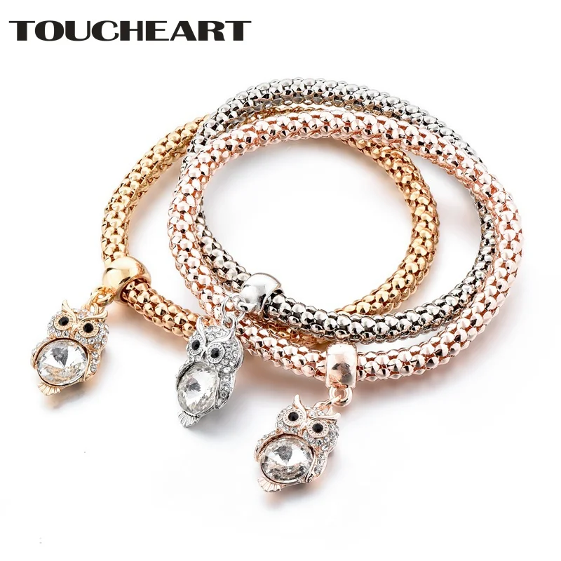 

TOUCHEART 3 pcs/set Dropshipping Trendy Animal Owl Bracelet & Bangles Charms For Women Silver Jewelry Making Bracelets SBR180091