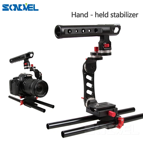 Sonovel DSLR видео фильм стабилизатор 15 мм стержень Rig Видео Camrea клетка+ верхняя ручка+ фоллоу фокус+ Матовая коробка для sony Canon Pentax - Цвет: 15mm Rod Rig