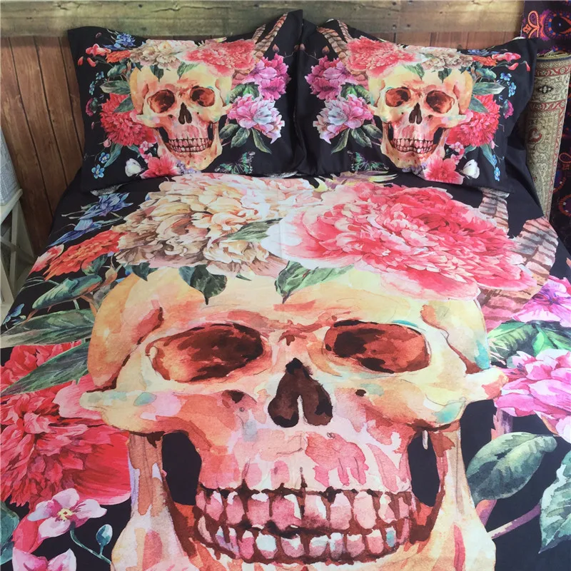 3D череп постельных принадлежностей Смешанный хлопок Пододеяльник Установить
