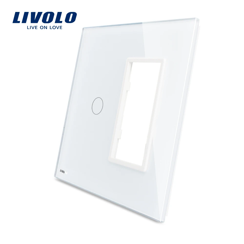 Livolo US standard Luxury White Pearl Crystal Glass 1Gang &amp1 Frame Panel VL-C5-C1/SR-11/12 |