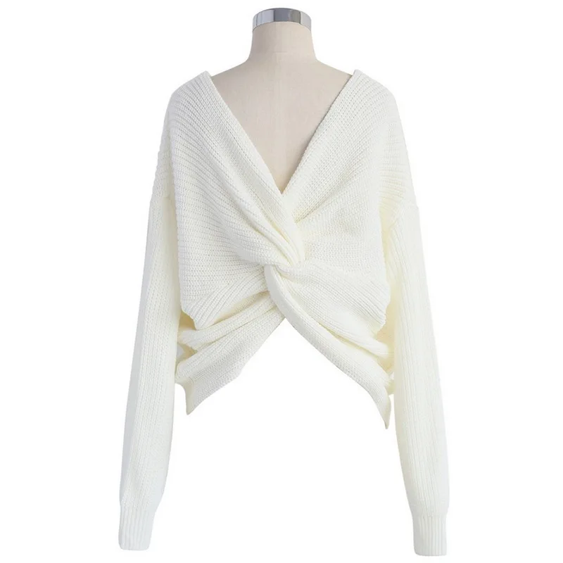 NIBESSER Casual Women Autumn Winter Knitted Sweater Pullover Street Twisted Fashion Sexy V Neck Long Sleeve Jumpers | Женская одежда