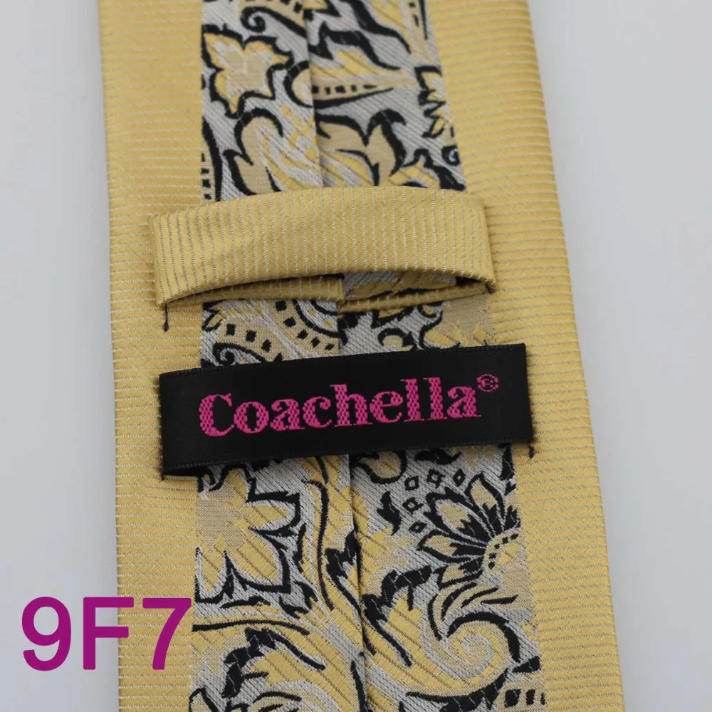 Желтые золотистые Галстуки YIBEI Coachella черные серебристые цветочный узор жаккард 8 5