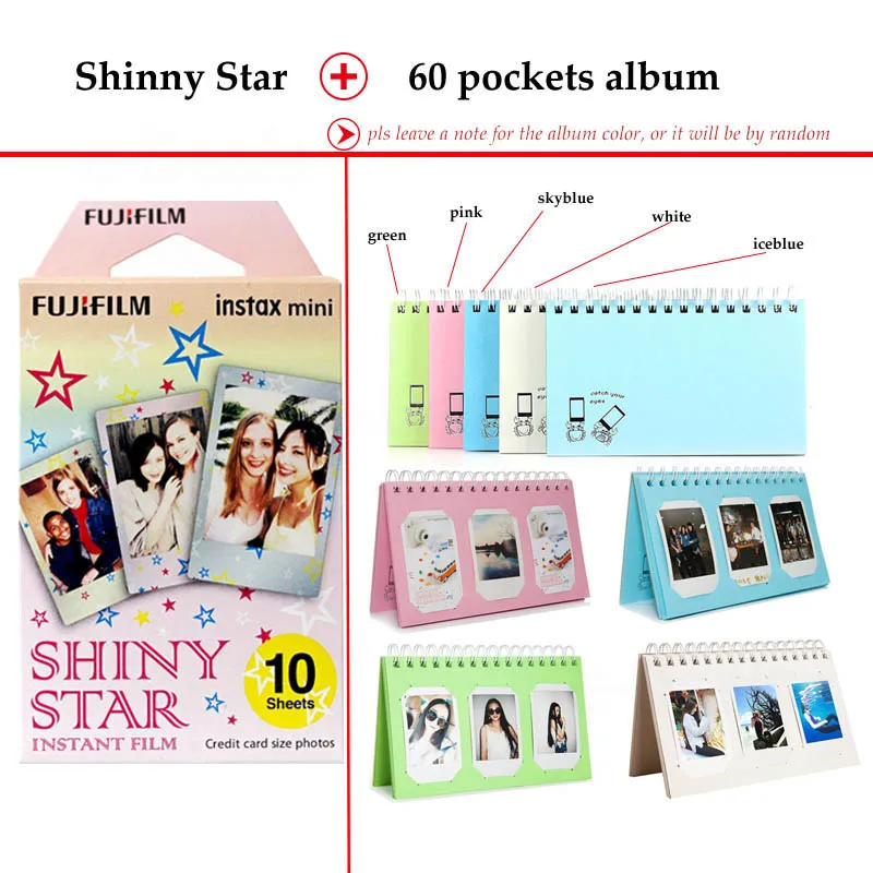 Fujifilm Instax Mini Film Shinny Star 10 листов для 9 8 7s 70 90 25 мгновенная полироидная камера принтер
