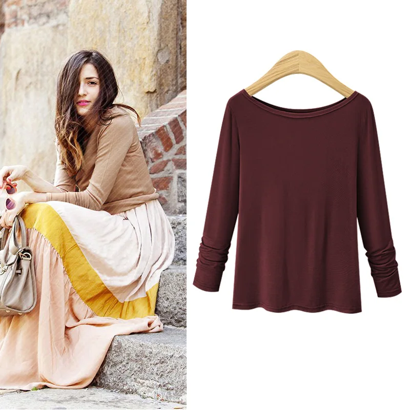 2019 новые женские хлопковые блузка однотонная одежда для детей с круглым вырезом