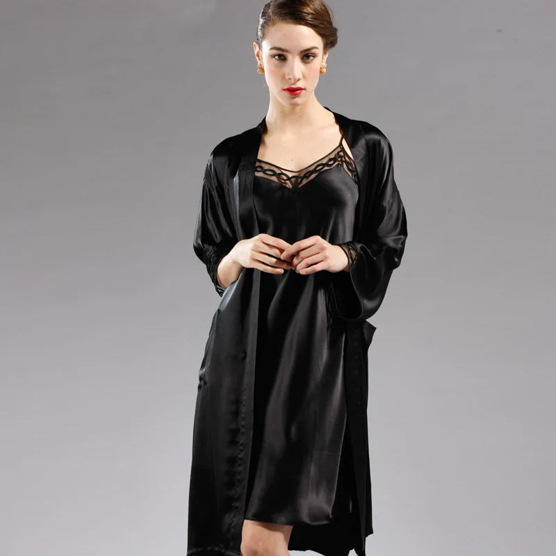 Модные Шелковые халаты + ночные рубашки на бретельках женские сексуальные