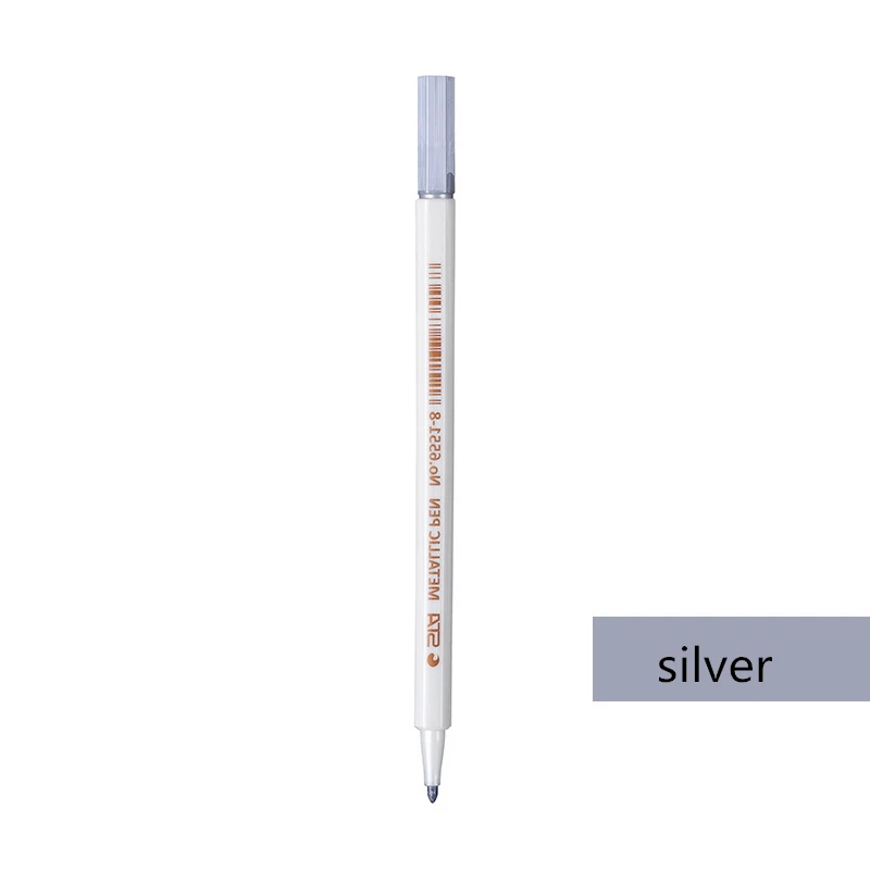 silver Креативный 2шт Южная Корея канцелярские металлические художественные маркеры краска собственного приготовления фотоальбом кисть граффити черная страница хайлайтер акварель - Цвет: silver