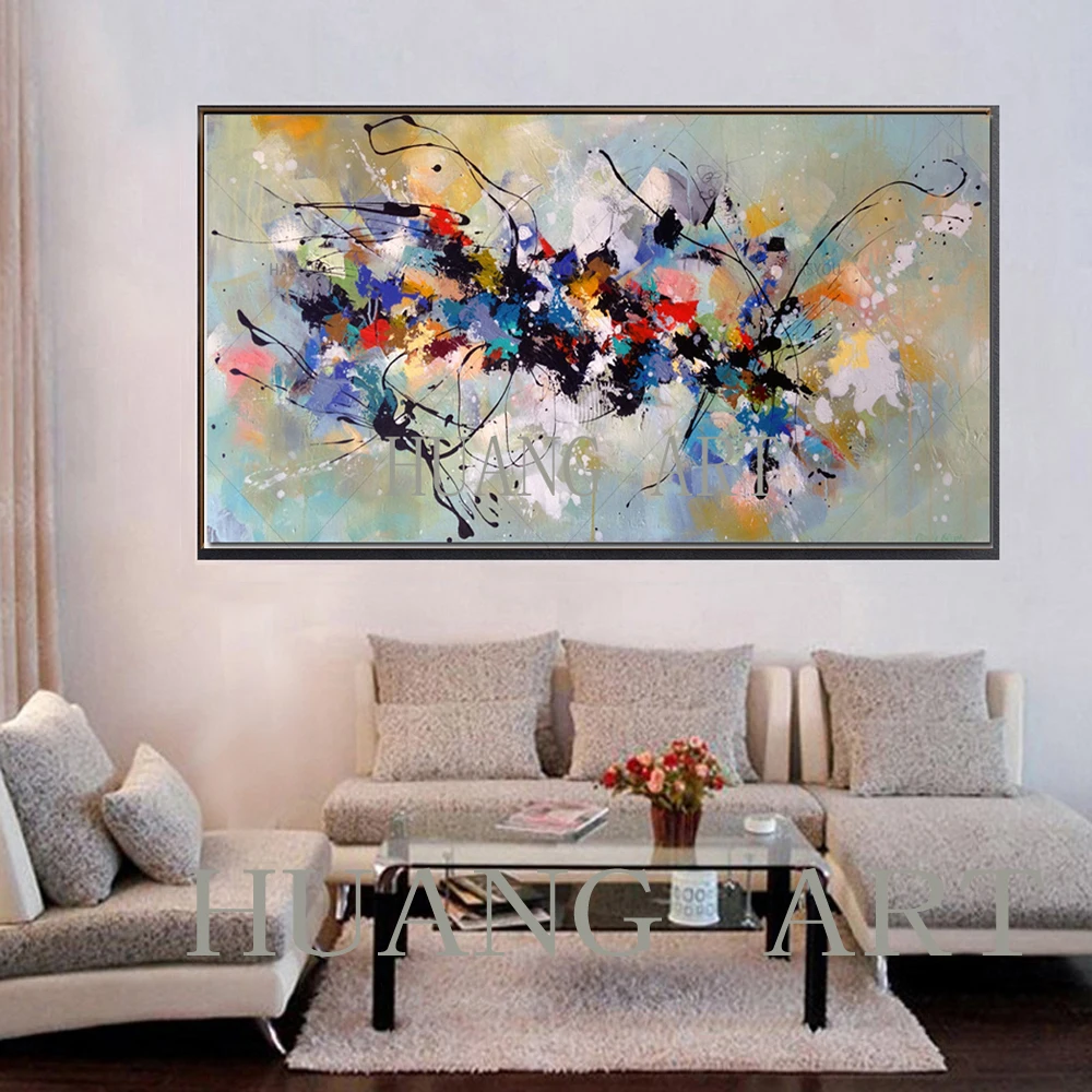 Ручная роспись высокое качество современный ярко синий и белый абстрактная