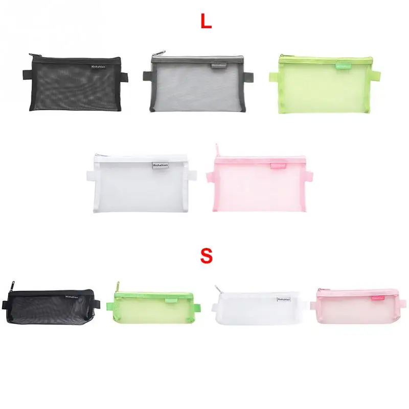 1Pcs Transparent Grid Zipper Pen Bag Pencil Case Storage Package Stationery School Supplies | Канцтовары для офиса и дома