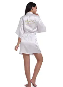 Женское кимоно с золотыми блестками RB85, свадебные вечерние халаты из искусственного шелка, с надписью Maid of Honor