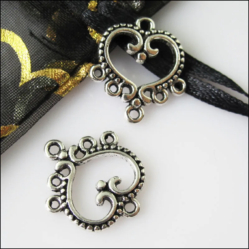 18 шт старину Серебряный Цвет подвески в форме сердца разъемы 19x21mm|connector pendant|silver