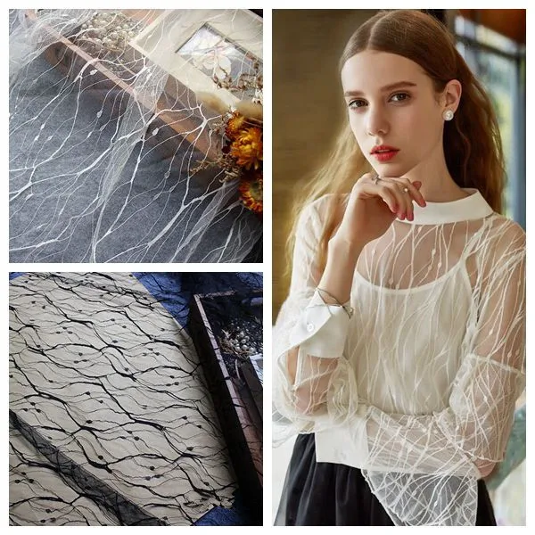 Белый черный 150 см ширина супер мягкая ткань высокого качества стрейч-тюль сетка