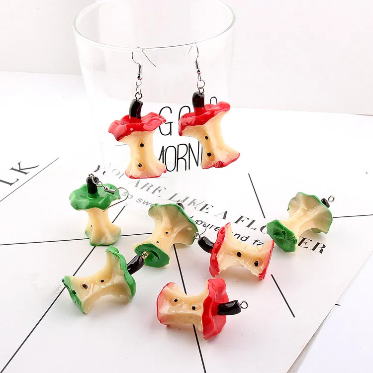 

Green Red Fruit Eardrop Earring Pendant Necklace Diy Handmade Material Jewelry Components 2pcs