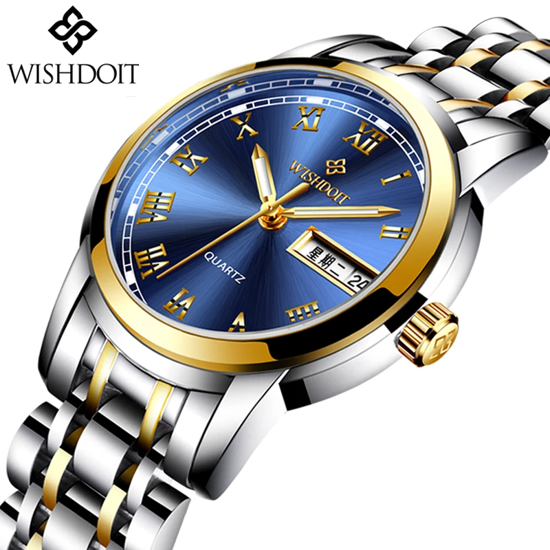 Модные Повседневные кварцевые часы WISHDOIT женские водонепроницаемые из