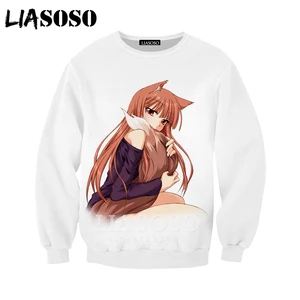 LIASOSO, новинка 2019, мужские и женские модные толстовки, 3D принт, аниме, Специя и толстовка с волком, Повседневный пуловер унисекс с длинным рукавом, A190-07