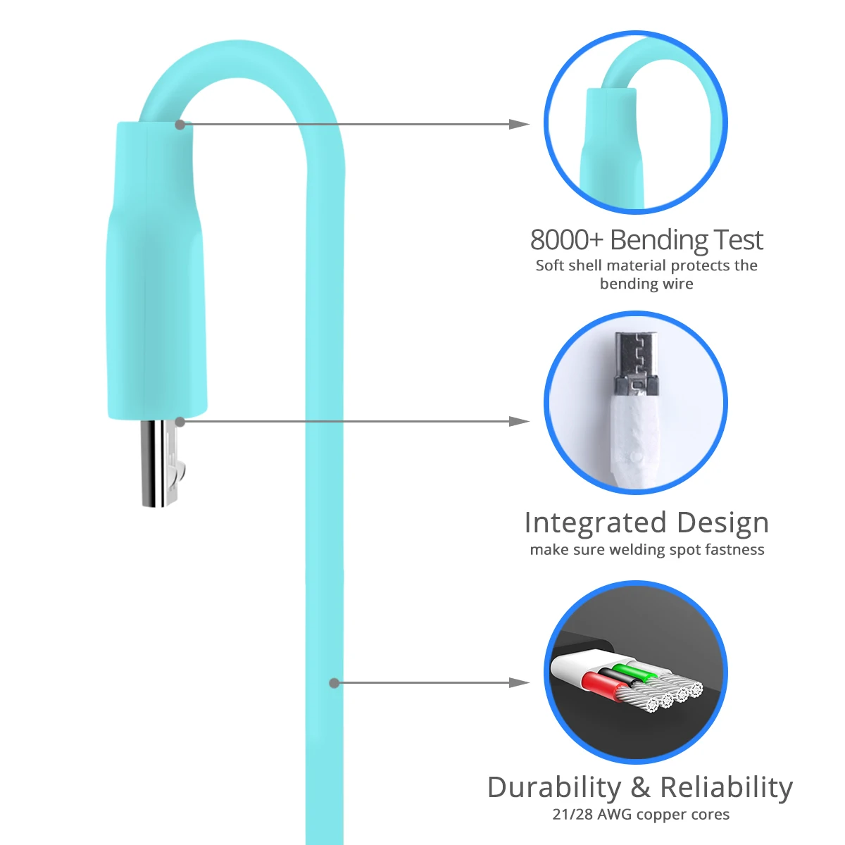 FONKEN Micro USB кабель Быстрая зарядка для телефона кабель Лапша Android телефон power bank 30 см 1 м зарядный Micro шнур