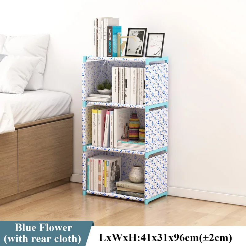 Blue 4L B Многослойная простая книжная полка нетканый настенный шкаф для хранения мелочей может быть перемещен книжный шкаф креативное Современное украшение дома - Цвет: Blue 4L B