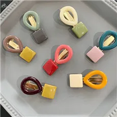 AOMU 1 шт., корейские милые цветные шпильки из смолы, макарон, для женщин и девушек, геометрические, неправильные, прямоугольные, хит, цветные заколки для волос, аксессуары для волос