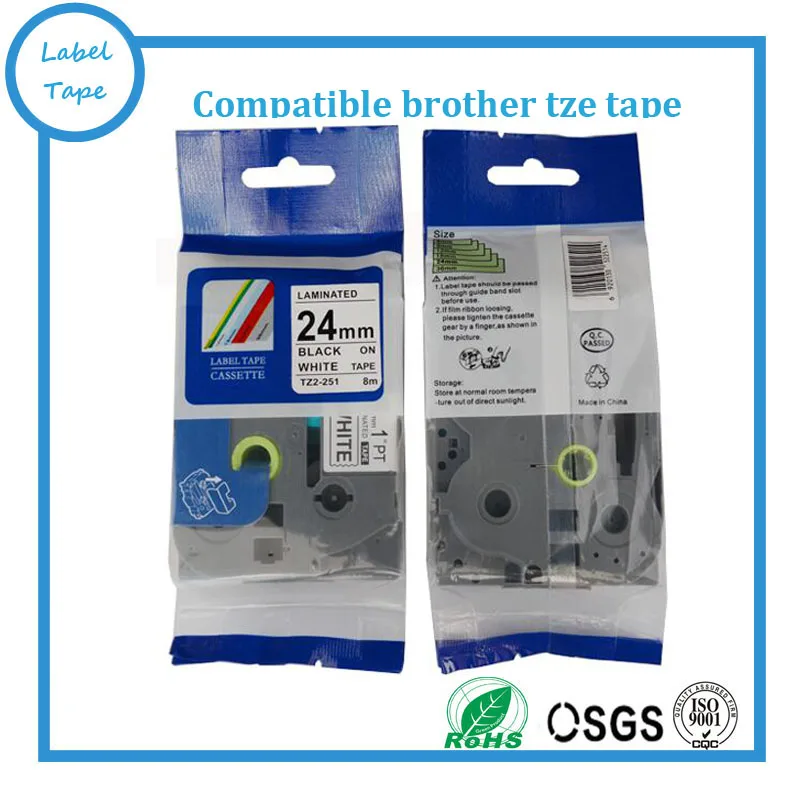 TZe251 24мм/8м черный на белом TZe-251 tz251 Совместимый для принтера ярлыков Brother tze tz лента Принтерная лента Maker.