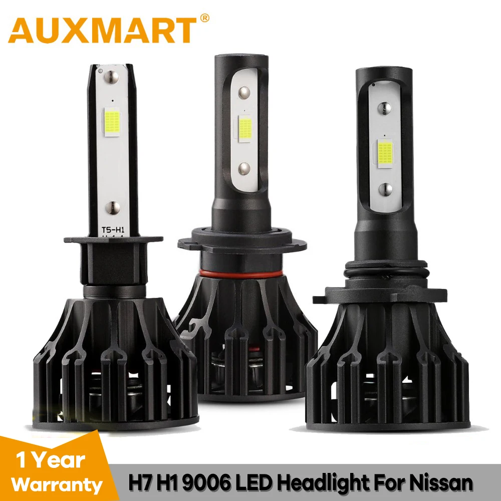 Auxmart T5 Автомобильная фара H7 H1 9006 однолучевой светодиодный Светодиодный Фонарь Авто 72 Вт 8000лм светодиодный налобный фонарь Автомобильный свет для Nissan 350Z TEANA