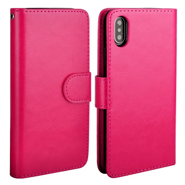 hotpink LANCASE для iPhone XS X чехол из искусственной кожи кошелек 2 в 1 Магнитный ТПУ чехол С Откидывающейся Крышкой для iPhone XS MAX XR чехол с подставкой и карманами для карт - Цвет: hotpink