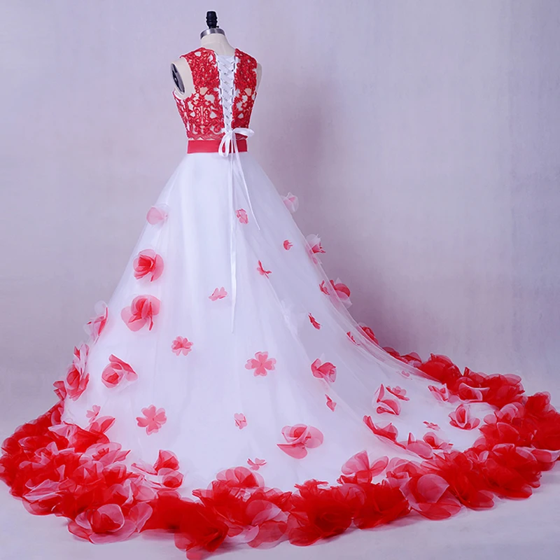 Роскошное платье для выпускного вечера из двух частей белые и красные Выпускные
