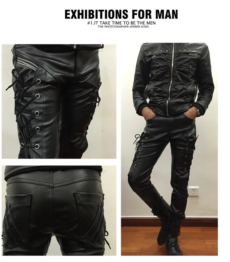 2017 новые весенние тонкие панковские штаны из искусственной кожи для мотоцикла