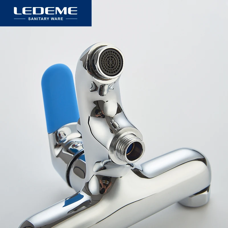 LEDEME Смеситель для ванны с коротким изливом. латунь Цвет: хром 7 цв. ручек L3253|chrome