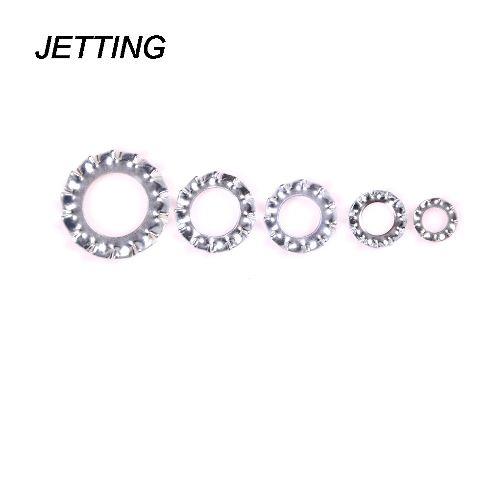 JETTING 100 шт. M3 M4 M5 M6 M8 304 шайбы из нержавеющей стали Внешний зубчатый прокладка шайба