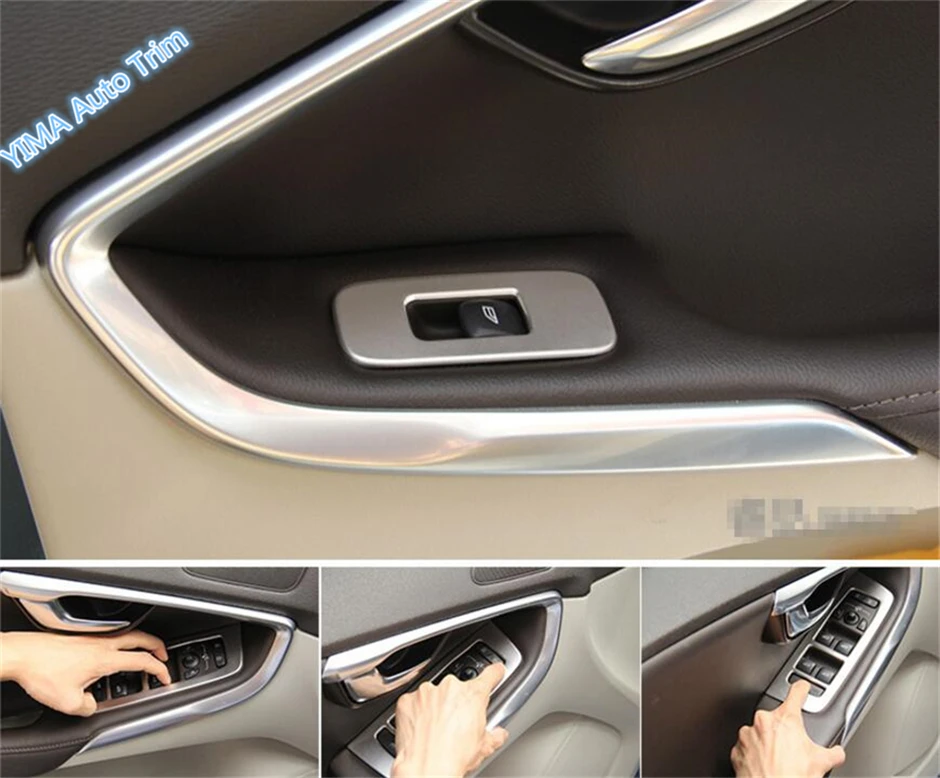 Для Volvo V40 2013 2017 Нержавеющая сталь подлокотник на внутреннюю сторону двери Кнопка