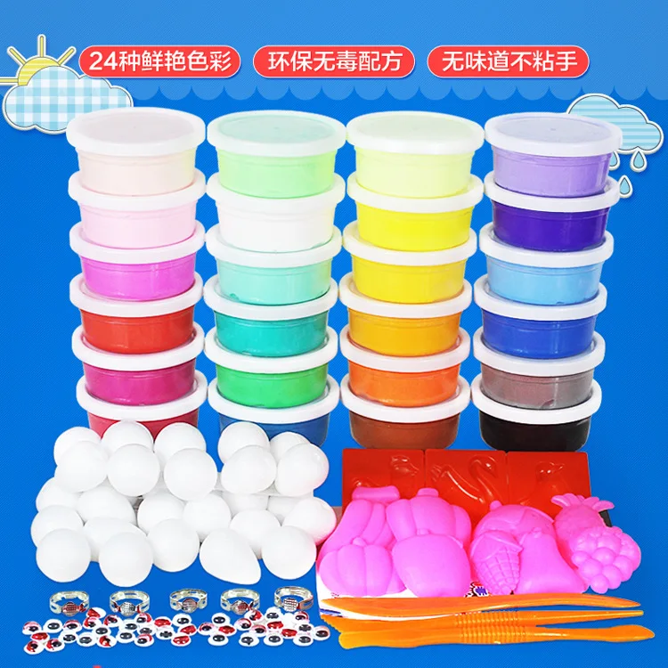 Набор инструментов и пластилина для высыхания на воздухе 24 цвета|colored clay|air drycold