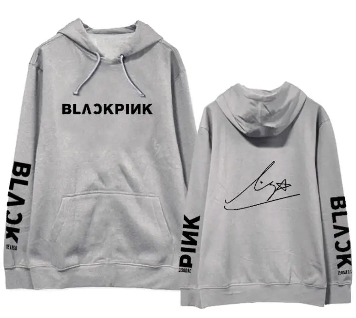 fleece Новое поступление, kpop k-pop, черно-розовый пуловер с логотипом и подписью члена, толстовка унисекс, флисовая/тонкая черная, розовая толстовка - Цвет: fleece