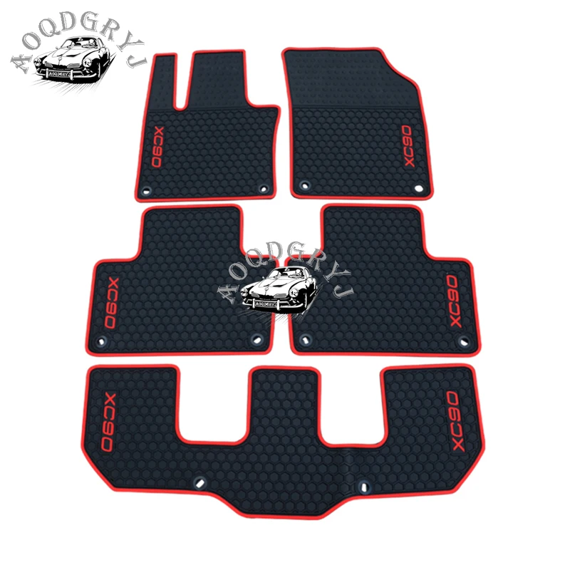 

Car styling 5pcs luxury Car Internal waterproof rubber Floor Foot Door Mats Carpet fit For volvo 7-seats XC90 2016-2019