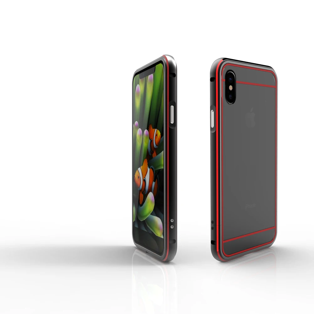 black and red Для iphone x Case Алюминий рамка из металлического сплава тонкий компьютер жесткий чехол для iphone x задняя крышка для iphone x Бампер протектор - Цвет: black and red