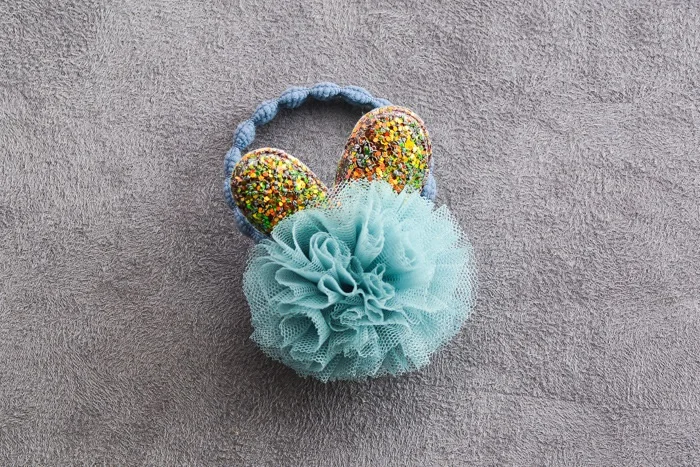 

20pcs Fashion Cute Gauze Rabbit Ears Elastic Hair Bands Glitter Animal Ears Hair Ties Princess Headwear Girls Hair Accessories