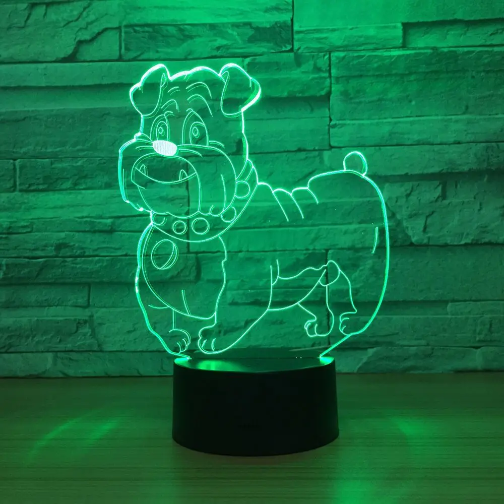 Новая 3d лампа питбуля 7 цветов Светодиодные ночные лампы для детей сенсорный