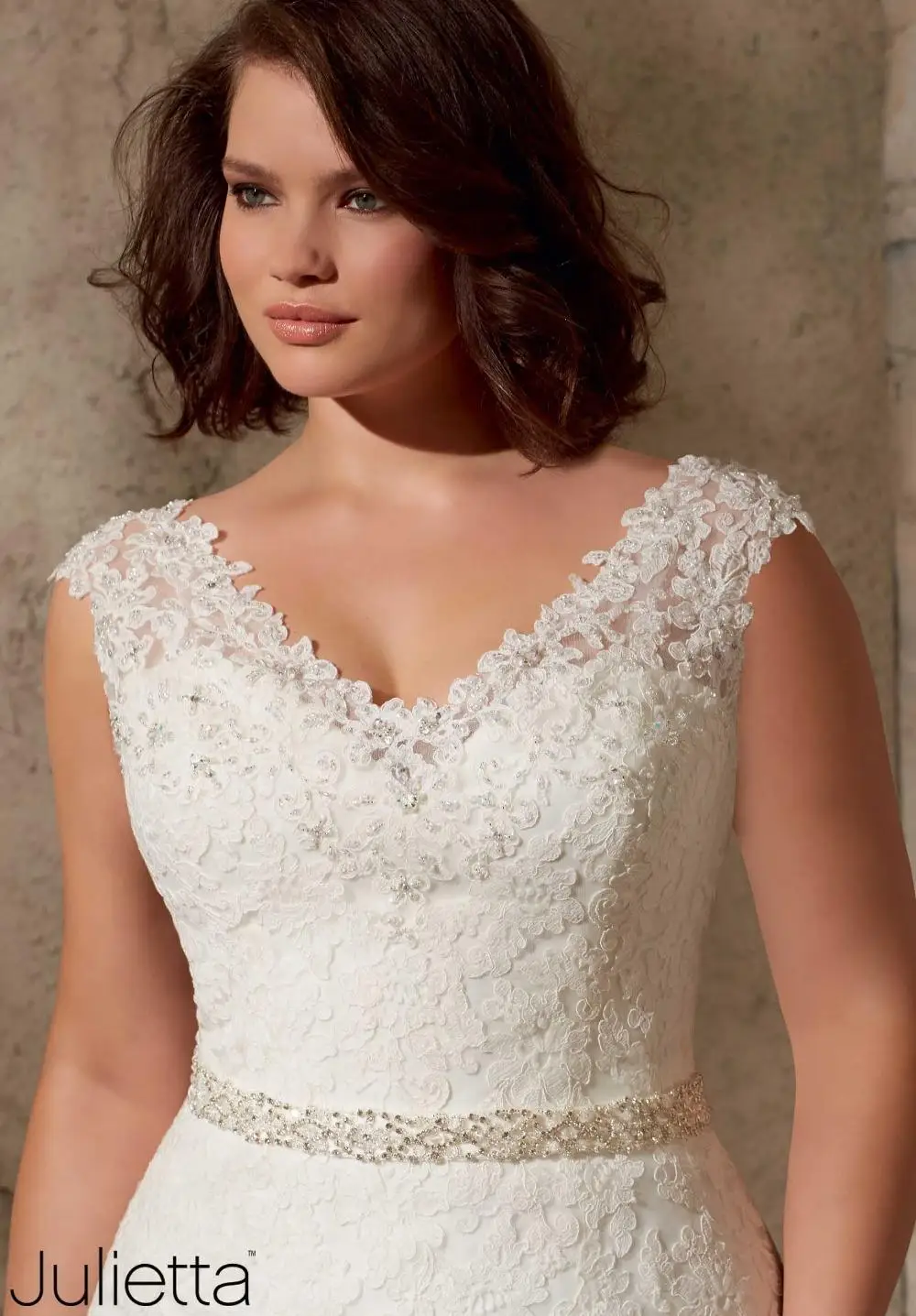 

Plus size mermaid wedding dresses 2016 robe de mariage V-neck cap sleeve beaded lace organza bride dress VESTIDO DE NOIVA SH257