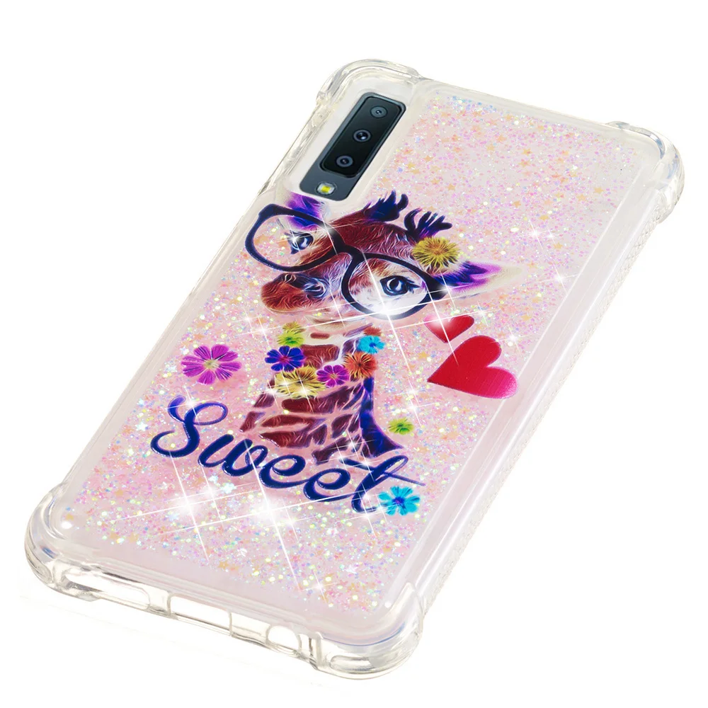 Glitter Bling Patterned Shockproof Liquid Case On For Samsung A7 J4 J6 A6 2018 J3 J5 J7 2017 A8 Plus Clear Soft Phone Cover Capa |