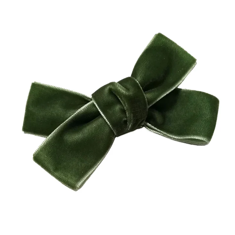 forest green 12 шт./партия 3,8 дюймов бархатные банты для волос детский зажим для волос ребенок Аллигатор шпильки для волос аксессуары для волос ручной работы - Цвет: forest green